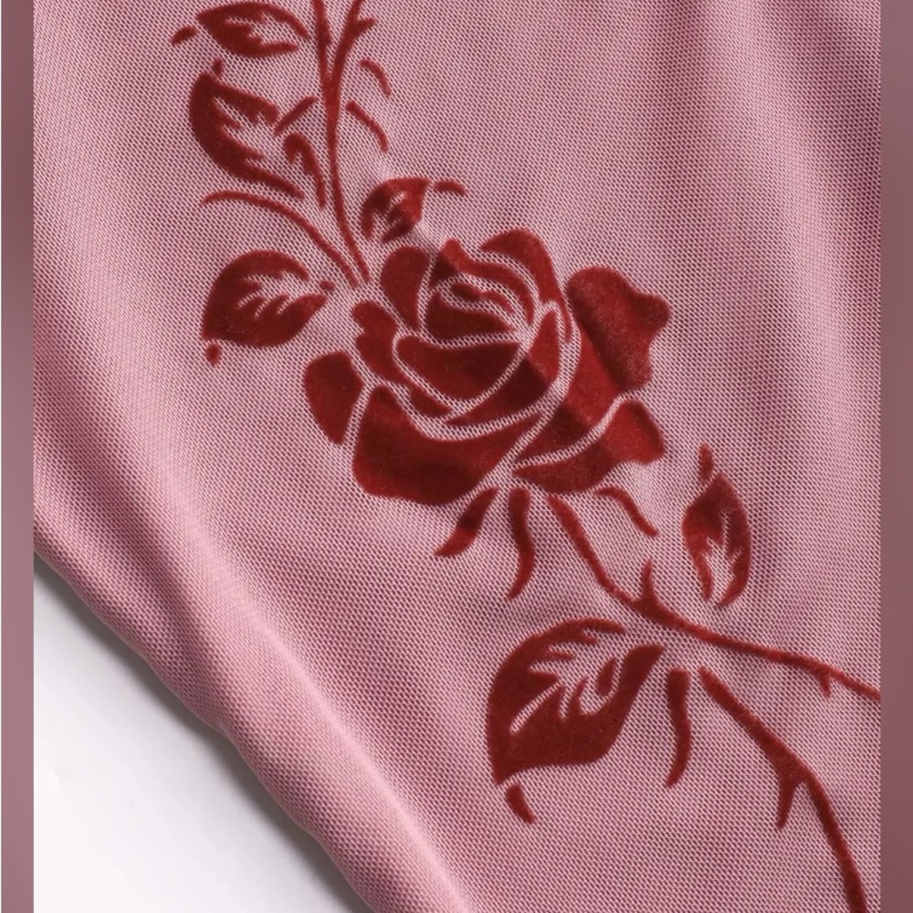 Cider | Rose Off-Shoulder Long Sleeve Crop - Picture 3 of 6